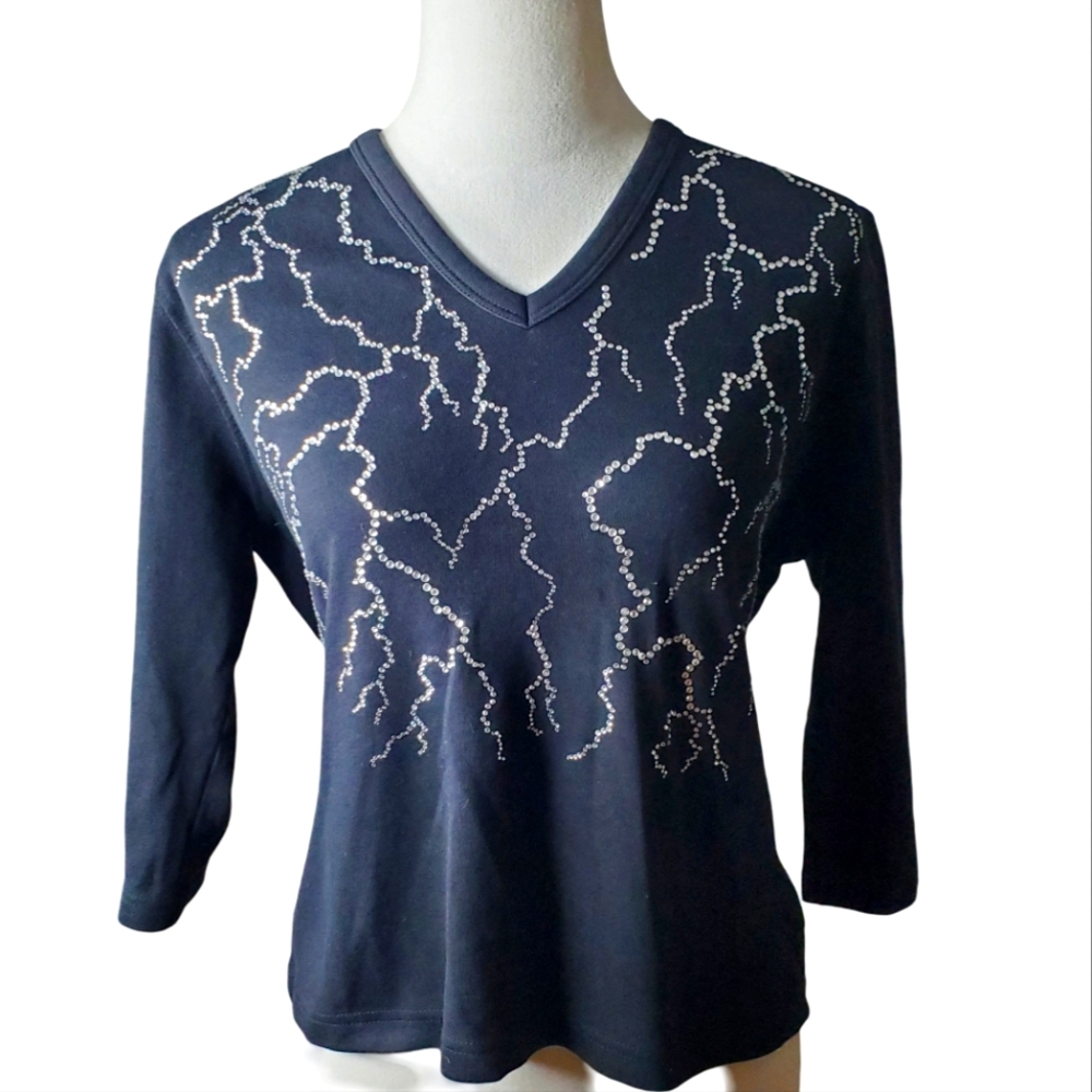🦋Get Lucky U.S.A. Vintage 100% Combed Cotton Rhinestone Embellished Top